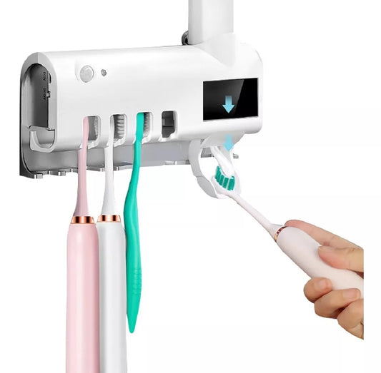 Soporte esterilizador UV para cepillos de dientes con dispensador